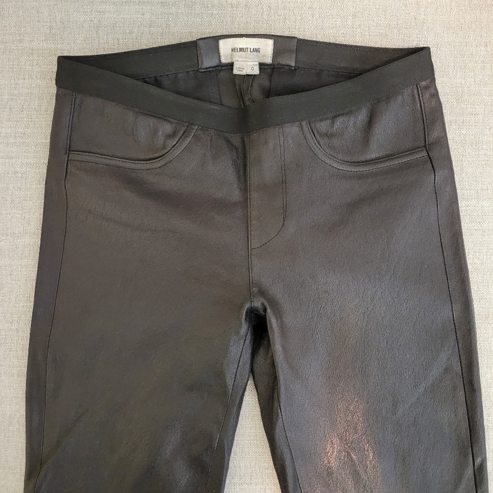 Helmut Lang Stretch Leather Legging Pants Black Size 0 - Picture 6 of 7